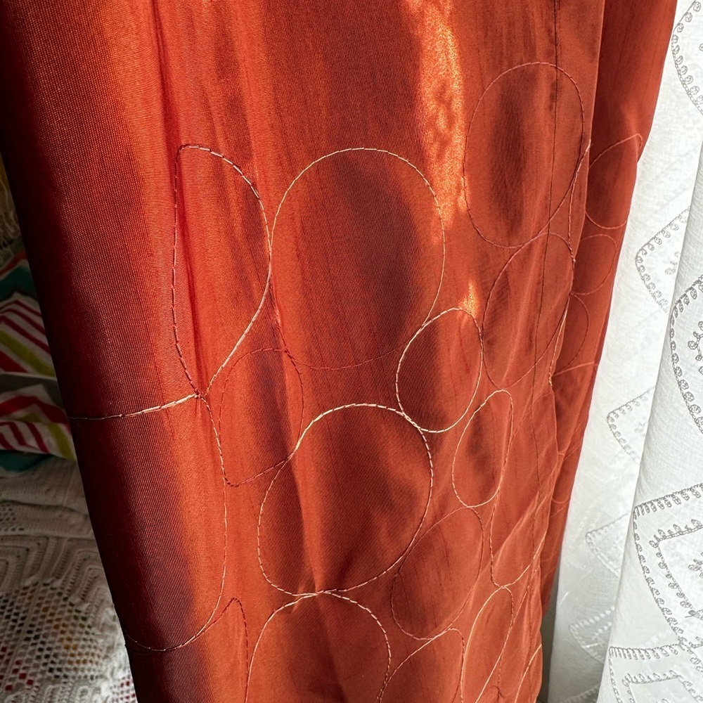 Set of 2 Taffeta Curtains drapes size 54” by 95” embroidered color copper